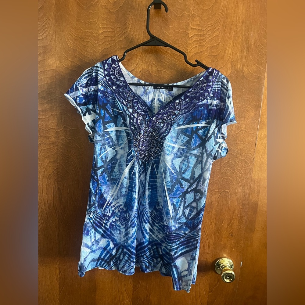 Short sleeve sequin blouse